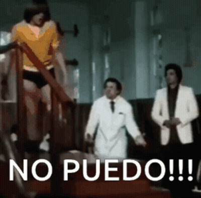 Group Standing In Room Saying No Puedo GIF