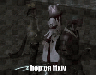 Group Standing Together Hop On FFXIV GIF