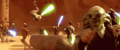 Group Standing With Lightsabers