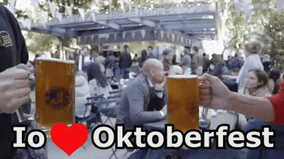 Group Toasting With Beer Mugs Saying I Love Oktoberfest GIF