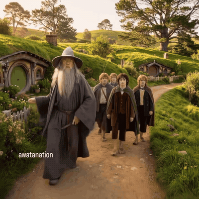 Group Walking Down Dirt Road With Awatanation GIF