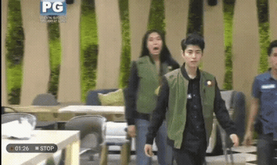 Group Walking In Room With PG Logo GIF