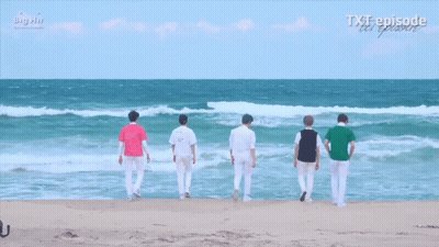 Group Walking On Beach With Big Air GIF