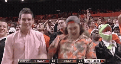Group Watching Iowa St Vs Okla St Basketball GIF