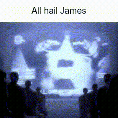 Group Watching Man Face Projection All Hail James GIF