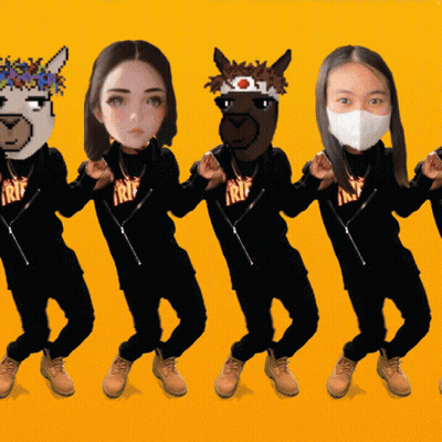 Group Wearing Masks And Trip Shirts GIF