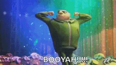 Gru From Despicable Me Is Flexing His Muscles And Says Booyah . GIF