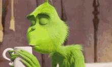 Grumpy Grinch Meme Morning Coffee  GIF
