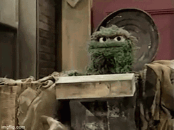 Grumpy Monster On The Bin GIF