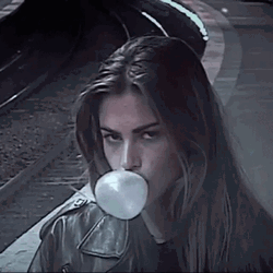 Grunge Aesthetic Girl Bubble Gum GIF