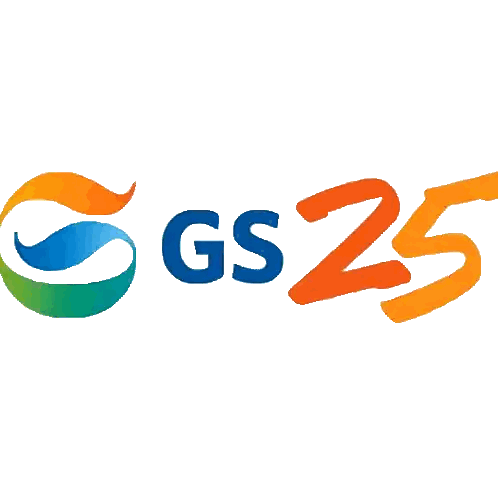 GS25 Logo Blue Circle Orange Letters Sticker