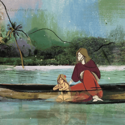 Guarimba Film Festival Poster Man And Girl In Boat GIF