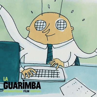 Guarimba Film Festival Poster Man Using Computer GIF