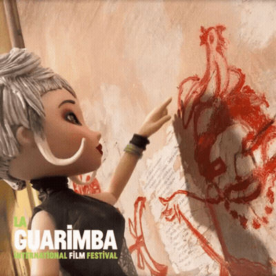 Guarimba International Film Festival Poster Doll Pointing At Drawing GIF
