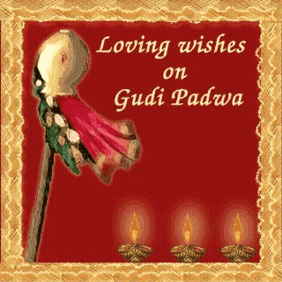 Gudi Padwa Card With Loving Wishes And Candles GIF