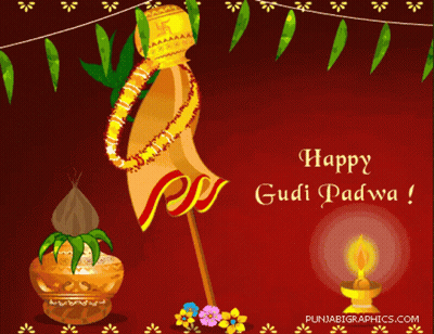 Gudi Padwa Greeting Card With Candle GIF
