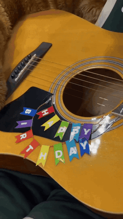 Guitar With Birthday Banner GIF