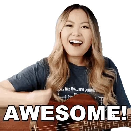 Guitar Woman Saying Awesome Sticker
