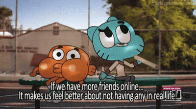 Gumball And Darwin Sitting On Bench GIF