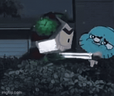 Gumball Character Holding Knife GIF
