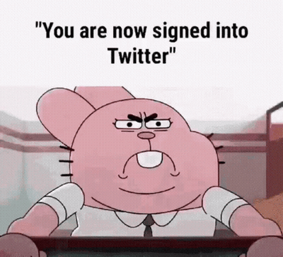 Gumball From The Amazing World Of Gumball Is A Cartoon Character That Is Angry And Says `` You Are Now Signed Into Twitt GIF