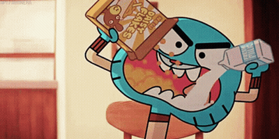 Gumball From The Amazing World Of Gumball Is Pouring Milk Into His Mouth GIF