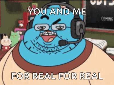 Gumball From The Amazing World Of Gumball Is Wearing Headphones And A Microphone GIF