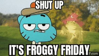 Gumball In Baseball Cap Says Shut Up It's Froggy Friday GIF