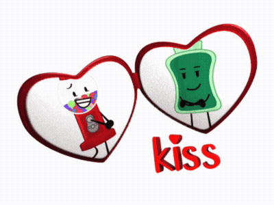 Gumball Machine And Soap Dispenser In Red Heart Frame With Kiss GIF
