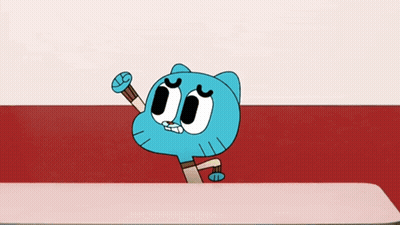 Gumball Sitting At Table With Cactus GIF