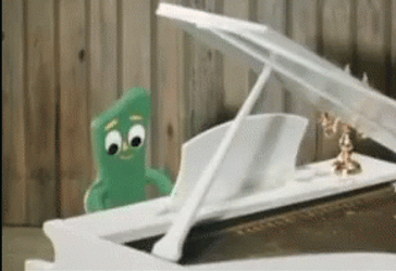 Gumby Green Cartoon Playing Piano GIF