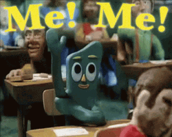 Gumby Me Raise Hand Waving GIF