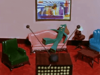 Gumby Relaxing On Couch GIF