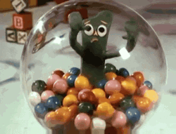 Gumby Trapped Inside Crystal Ball GIF