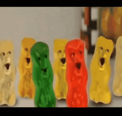 Gummy Bears With Mouths Open GIF