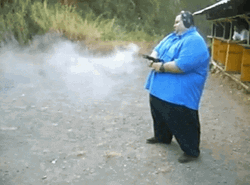 Gun Shooting Fat Man Smoke GIF