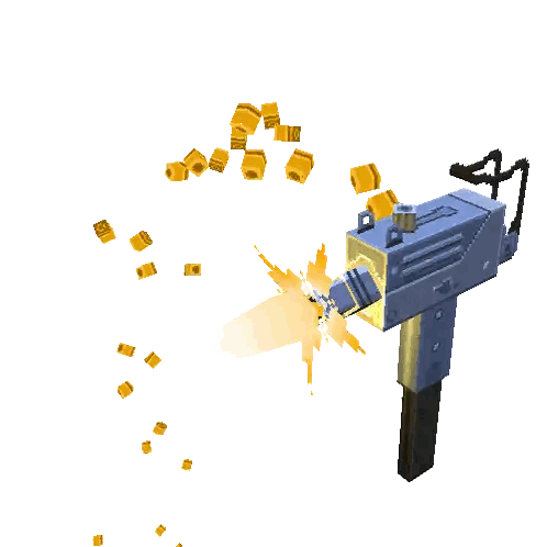 Gun Shooting Yellow Cubes Sticker