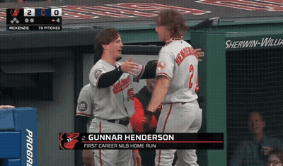 Gunnar Henderson Hugged By Another Player GIF
