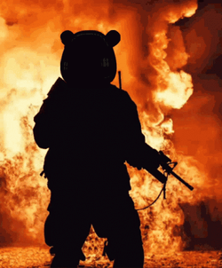 Gunner With Bear Head Silhouette GIF