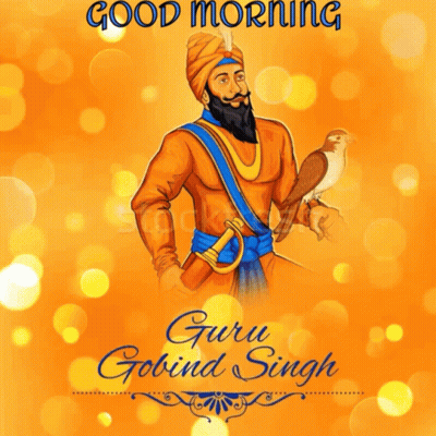 Guru Gobind Singh Holding Bird And Sword GIF