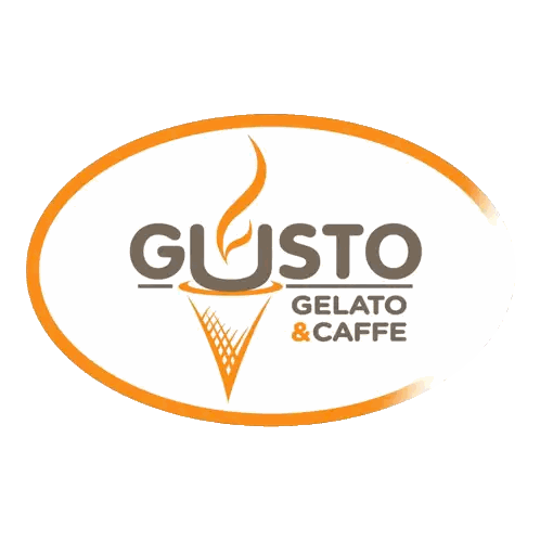 Gusto Gelato And Caffe Logo With Ice Cream Cone Sticker