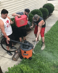 Guy Accidentally Use Flamethrower GIF