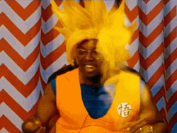 Guy Acts As Son Goku Over 9000 Dancing GIF