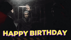Guy Dancing Happy Birthday Infront Two Other Guys GIF