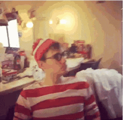 Guy Dressed As Wally Shocked Reaction GIF