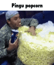 Guy Eating Tons Of Popcorn Meme