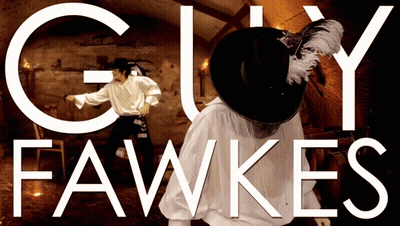 Guy Fawkes Poster Man In White Shirt And Black Hat GIF