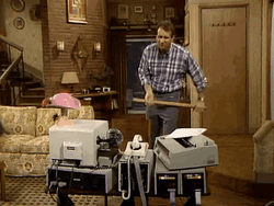 Guy Hammering Technology GIF