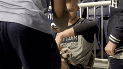 Guy Holding English Pitbull Part Of Butler Bulldogs Team GIF