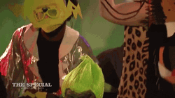 Guy In Green Goblin Shark Costume Dance GIF